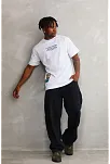 Erkek Bisiklet Yaka Baskılı Oversize T-shirt - Beyaz