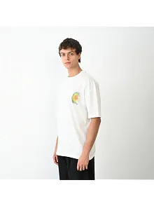 Erkek Kısa Kol Yazlık Tişört Bisiklet Yaka Baskılı Oversize T-shirt - Beyaz