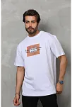 Erkek Baskılı T-shirt Kısa Kol Bisiklet Yaka Regular Fit Rahat Kalıp Tişört -  Beyaz