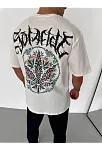 Erkek Baskılı T-shirt Kısa Kol Bisiklet Yaka Regular Fit Rahat Kalıp Günlük Tişört - Beyaz