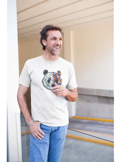 Erkek Kısa Kol Yazlık Tişört Bisiklet Yaka Baskılı Oversize T-shirt - Beyaz