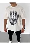 Erkek Baskılı T-shirt Kısa Kol Bisiklet Yaka Regular Fit Rahat Kalıp Günlük Tişört - Beyaz