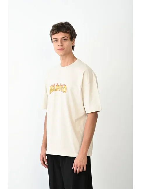 Erkek Baskılı T-shirt Kısa Kol Bisiklet Yaka Regular Fit Rahat Kalıp Günlük Tişört - Beyaz