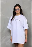 Kadın Baskılı T-shirt Kısa Kol Bisiklet Yaka Oversize Rahat Kalıp Günlük Tişört - Beyaz