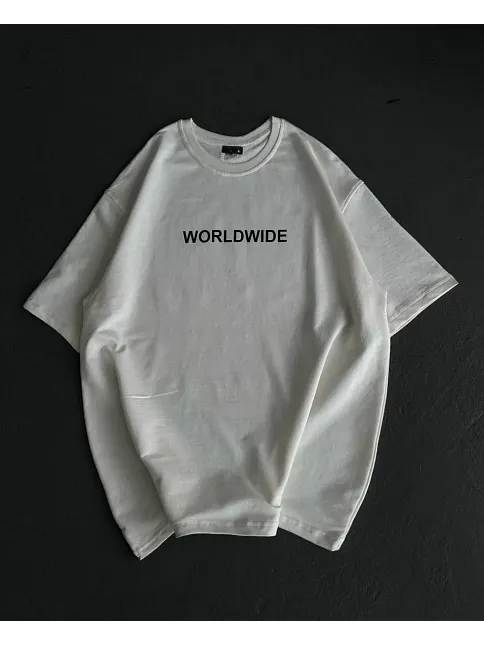 Kadın Baskılı T-shirt Kısa Kol Bisiklet Yaka Oversize Rahat Kalıp Günlük Tişört   - Beyaz