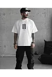 Erkek Kısa Kol Yazlık Tişört Bisiklet Yaka Baskılı Oversize T-shirt - Beyaz
