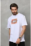Erkek Baskılı T-shirt Kısa Kol Bisiklet Yaka Regular Fit Rahat Kalıp Tişört -  Beyaz