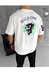 Erkek Kısa Kol Tişört Bisiklet Yaka W Wildone Baskılı T-shirt - Beyaz