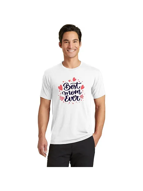 Erkek Kısa Kol Tişört Bisiklet Yaka Anneler Günü'ne Özel Baskılı T-shirt - Beyaz