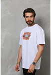 Erkek Baskılı T-shirt Kısa Kol Bisiklet Yaka Regular Fit Rahat Kalıp Tişört -  Beyaz