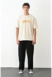 Erkek Baskılı T-shirt Kısa Kol Bisiklet Yaka Regular Fit Rahat Kalıp Günlük Tişört - Beyaz