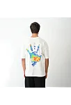 Erkek Kısa Kol Yazlık Tişört Bisiklet Yaka Baskılı Oversize T-shirt - Beyaz