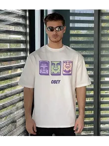 Erkek Kısa Kol Yazlık Tişört Bisiklet Yaka Baskılı Oversize T-shirt - Beyaz