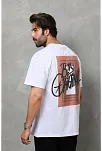 Erkek Baskılı T-shirt Kısa Kol Bisiklet Yaka Regular Fit Rahat Kalıp Tişört -  Beyaz