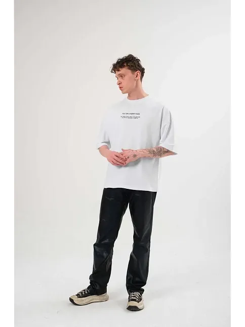 Erkek Baskılı T-shirt Kısa Kol Bisiklet Yaka Regular Fit Rahat Kalıp Günlük Tişört - Beyaz