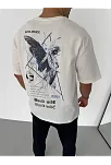 Erkek Yazlık Baskılı Tişört Bisiklet Yaka Kısa Kol Regular Fit T-shirt - Beyaz