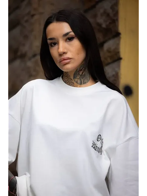 Kadın Tişort Bisiklet Yaka Baskılı Yazlık Kısa Kol Oversize T-shirt - Beyaz