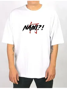 Erkek Kısa Kol Yazlık Tişört Bisiklet Yaka Baskılı Oversize T-shirt - Beyaz