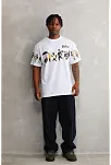 Erkek Kısa Kol Yazlık Tişört Bisiklet Yaka Baskılı Oversize T-shirt - Beyaz
