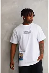 Erkek Bisiklet Yaka Baskılı Oversize T-shirt - Beyaz