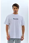 Erkek Kısa Kol Yazlık Tişört Bisiklet Yaka Kelebek Baskılı T-shirt - Beyaz