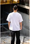 Erkek Kısa Kol Yazlık Tişört Bisiklet Yaka Baskılı Oversize T-shirt - Beyaz
