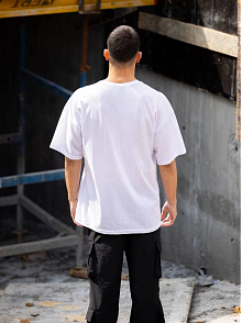 Erkek Kısa Kol Yazlık Tişört Bisiklet Yaka Baskılı Oversize T-shirt - Beyaz