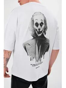 Erkek Baskılı T-shirt Kısa Kol Bisiklet Yaka Regular Fit Rahat Kalıp Günlük Tişört - Beyaz
