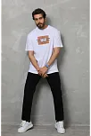 Erkek Baskılı T-shirt Kısa Kol Bisiklet Yaka Regular Fit Rahat Kalıp Tişört -  Beyaz