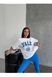Kadın Kısa Kol Yazlık Tişört Bisiklet Yaka Yale Baskılı T-shirt - Beyaz