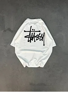 Kadın Bisiklet Yaka Baskılı Oversize  Kısa Kol T-shirt - Beyaz