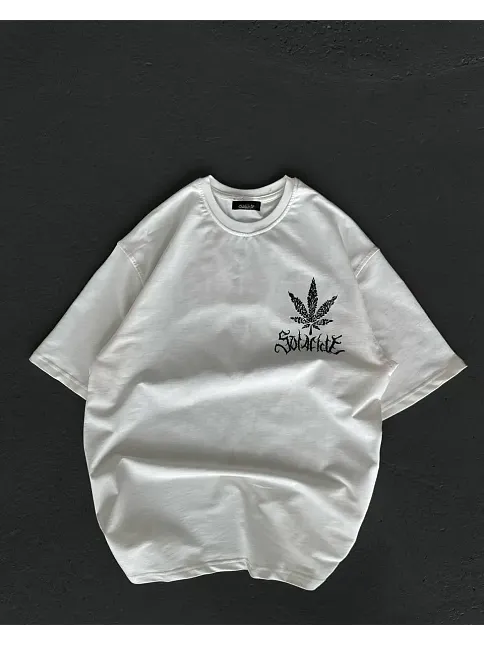 Kadın Baskılı T-shirt Kısa Kol Bisiklet Yaka Oversize Rahat Kalıp Günlük Tişört   - Beyaz