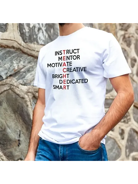Erkek Kısa Kol Yazlık Tişört Bisiklet Yaka Baskılı Oversize T-shirt - Beyaz