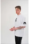 Erkek Kısa Kol Tişört Göğüs Ve Kol Bisiklet Yaka Baskılı T-shirt - Beyaz