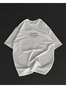 Kadın Baskılı T-shirt Kısa Kol Bisiklet Yaka Oversize Rahat Kalıp Günlük Tişört   - Beyaz