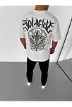 Erkek Baskılı T-shirt Kısa Kol Bisiklet Yaka Regular Fit Rahat Kalıp Günlük Tişört - Beyaz