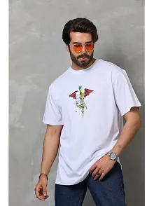 Erkek Baskılı T-shirt Kısa Kol Bisiklet Yaka Regular Fit Rahat Kalıp Tişört -  Beyaz