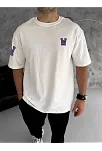 Erkek Kısa Kol Tişört Bisiklet Yaka W Wildone Baskılı T-shirt - Beyaz