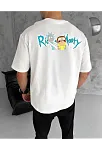 Erkek Kısa Kol Tişört Bisiklet Yaka Rick And Morty Baskılı T-shirt - Beyaz