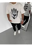 Erkek Baskılı T-shirt Kısa Kol Bisiklet Yaka Regular Fit Rahat Kalıp Günlük Tişört - Beyaz