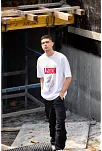 Erkek Kısa Kol Yazlık Tişört Bisiklet Yaka Baskılı Oversize T-shirt - Beyaz
