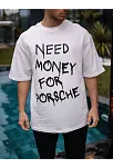 Erkek Kısa Kol Yazlık Tişört Bisiklet Yaka Baskılı Oversize T-shirt - Beyaz