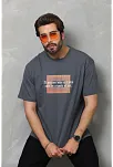 Erkek Baskılı T-shirt Kısa Kol Bisiklet Yaka Regular Fit Rahat Kalıp Tişört -  Füme