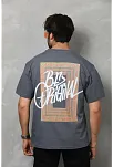 Erkek Baskılı T-shirt Kısa Kol Bisiklet Yaka Regular Fit Rahat Kalıp Tişört -  Füme