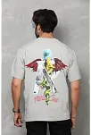 Erkek Baskılı T-shirt Kısa Kol Bisiklet Yaka Regular Fit Rahat Kalıp Tişört -  Gri