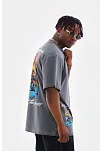 Erkek Tişort  Bisiklet Yaka Baskılı Oversize T-shirt - Gri