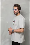 Erkek Baskılı T-shirt Kısa Kol Bisiklet Yaka Regular Fit Rahat Kalıp Tişört -  Gri