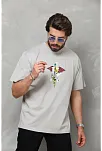 Erkek Baskılı T-shirt Kısa Kol Bisiklet Yaka Regular Fit Rahat Kalıp Tişört -  Gri