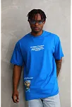 Erkek Bisiklet Yaka Baskılı Oversize T-shirt - Mavi