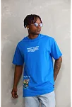 Erkek Bisiklet Yaka Baskılı Oversize T-shirt - Mavi